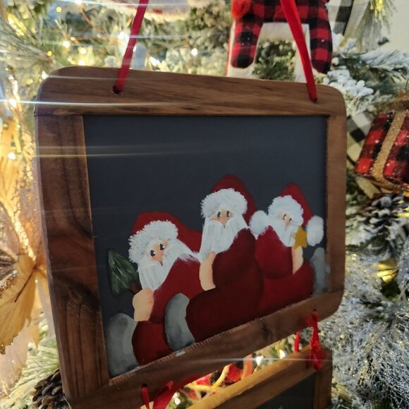 Vintage Handmade‎ Santa Advent Calendar countdown Wood Hand Paint - Picture 4 of 9